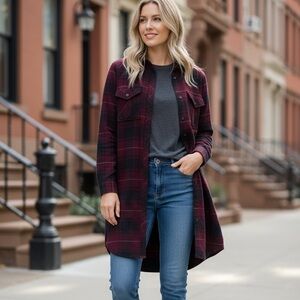 #242 Wilfred Burgundy and Black Long Sleeve Dress